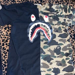 BAPE half camo half black graphic t-shirt XL in kids but fits as a womens s